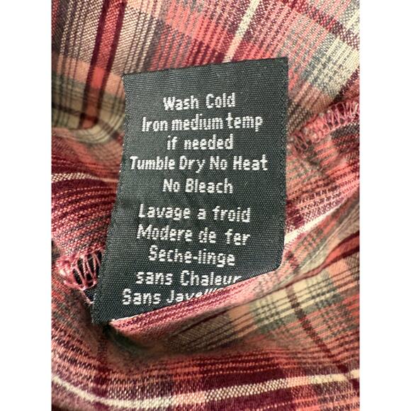 Kuhl Sz S Plaid Cotton Blend Casual Snap Button Top Red Long Sleeve Pocket - Picture 9 of 10